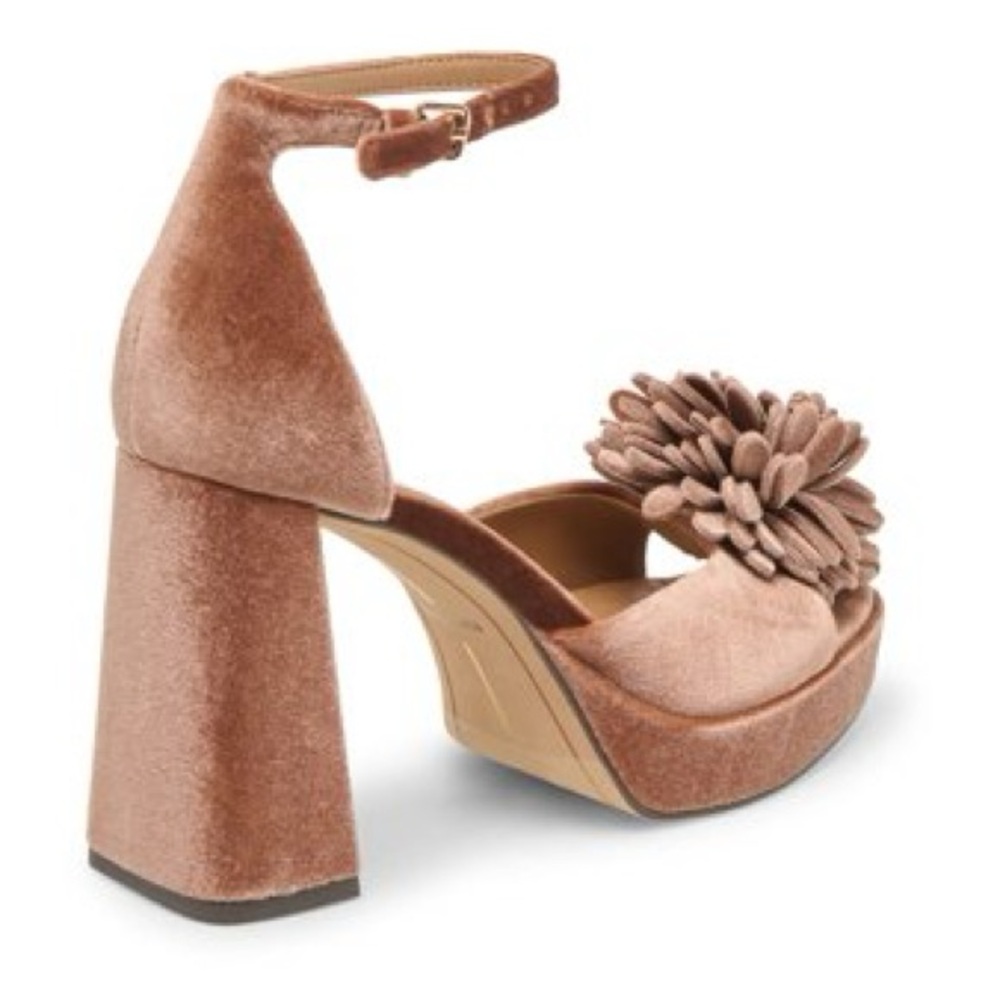 Dolce Vita Women Perel Flower Dark Rose Velvet Platform High Heel - Picture 4 of 9